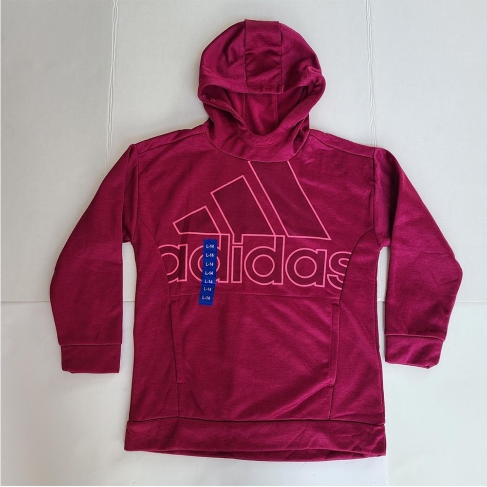 Adidas logo poly fleece pullover hoodie.